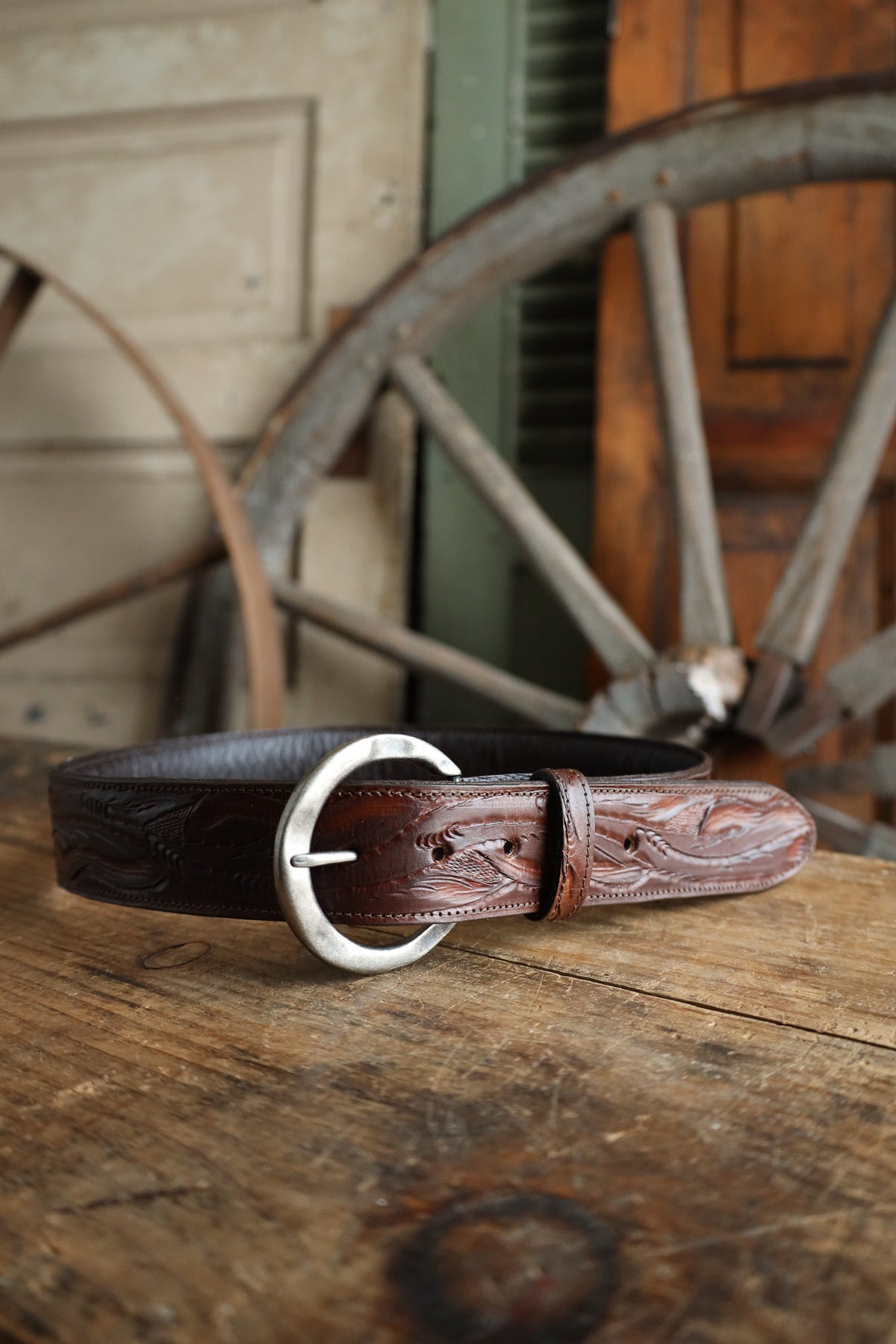 Juan Antonio Tooled Belt- Brown – Maverick Fine Western Wear display picture 1