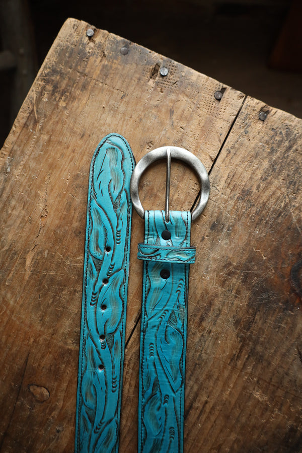 Juan Antonio Tooled Belt- Turquoise 