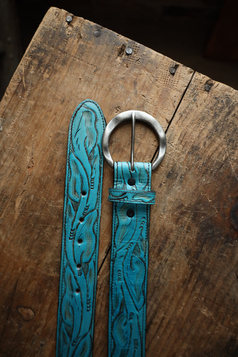 Juan Antonio Tooled Belt- Turquoise 