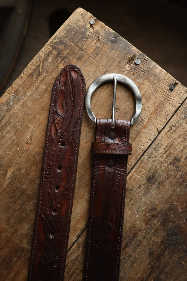 Juan Antonio Tooled Belt- Brown