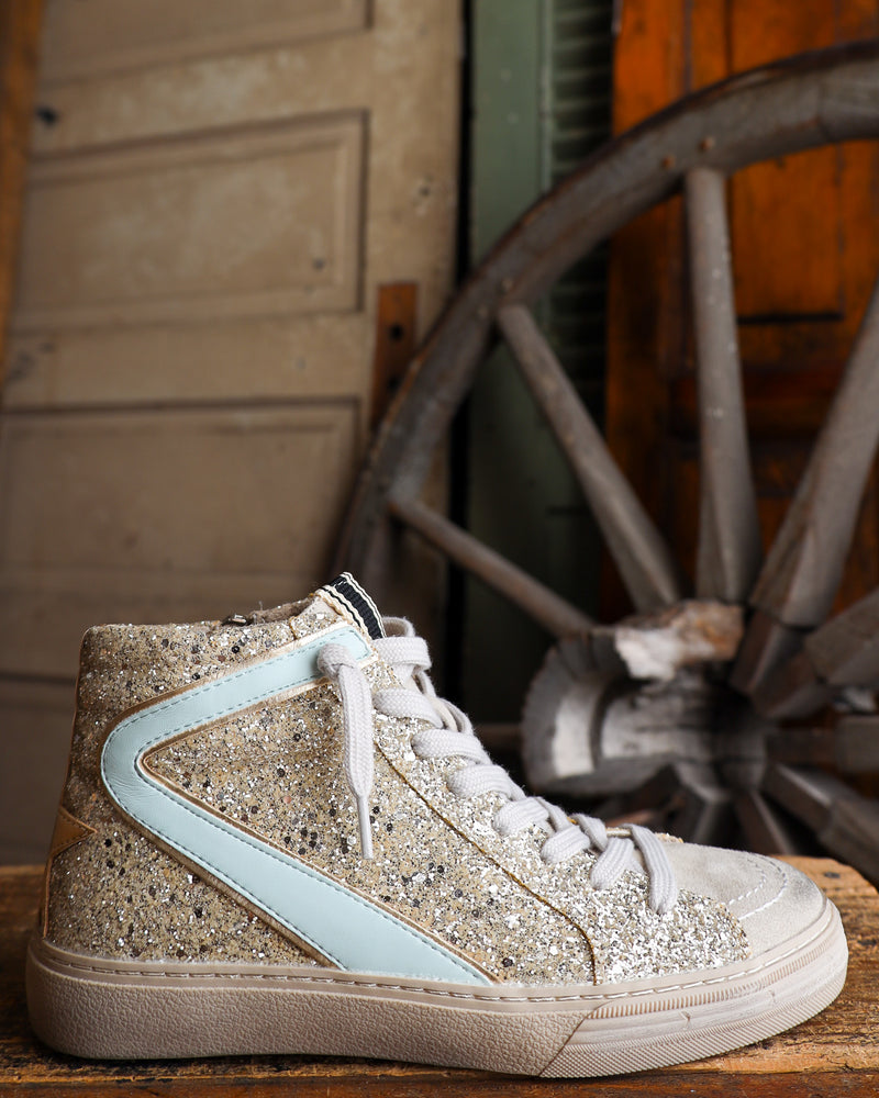 SHU SHOP ROONEY HIGH TOP GLITTER SNEAKER 