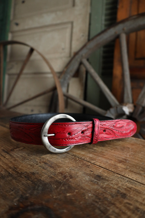 Juan Antonio Tooled Belt- Red 