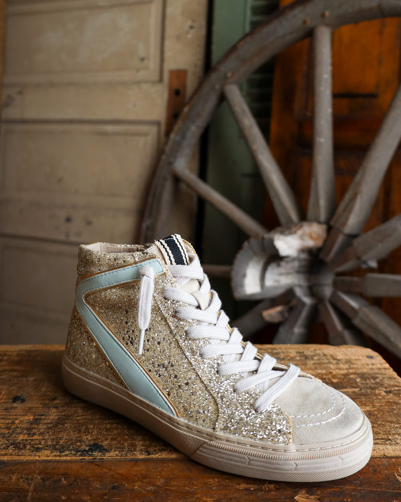 SHU SHOP ROONEY HIGH TOP GLITTER SNEAKER 