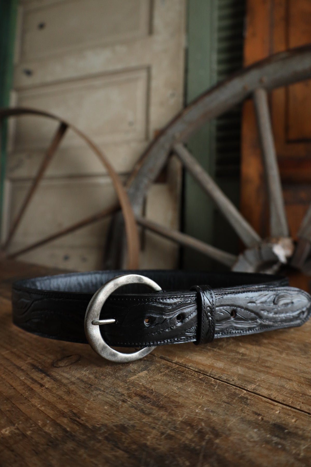 JUAN JO Black Leather Silver Buckle Belt Anderson main image 4