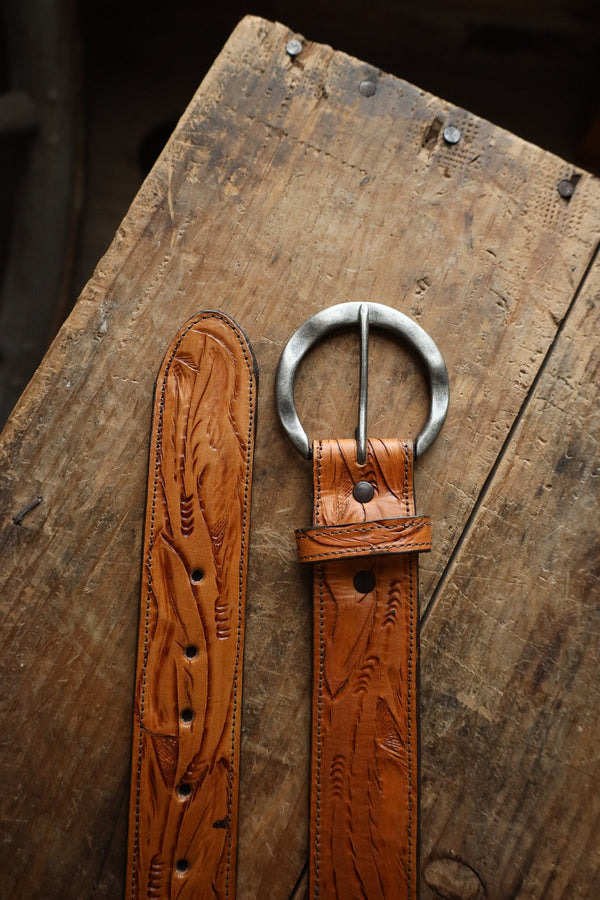 Juan Antonio Tooled Belt- Tan
