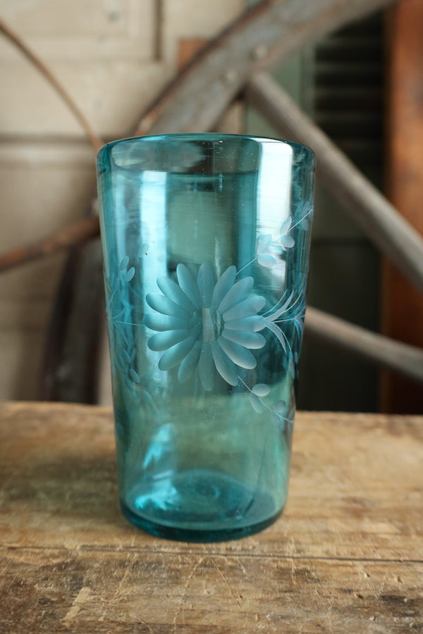 Rose Ann Hall Condessa Iced Tea Glass- Aqua