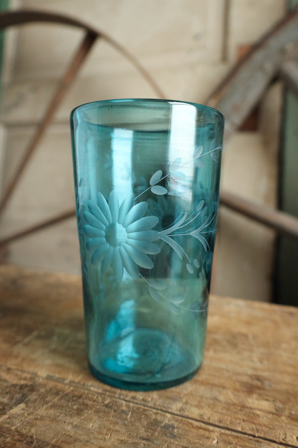 Rose Ann Hall Condessa Iced Tea Glass- Aqua