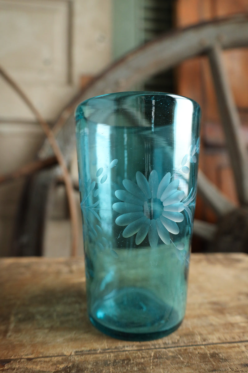 Rose Ann Hall Condessa Iced Tea Glass- Aqua