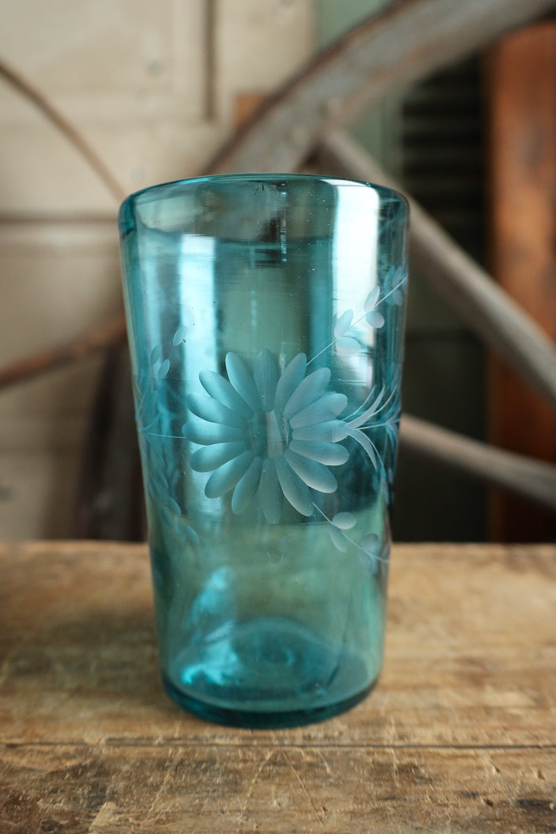 Rose Ann Hall Condessa Iced Tea Glass- Aqua