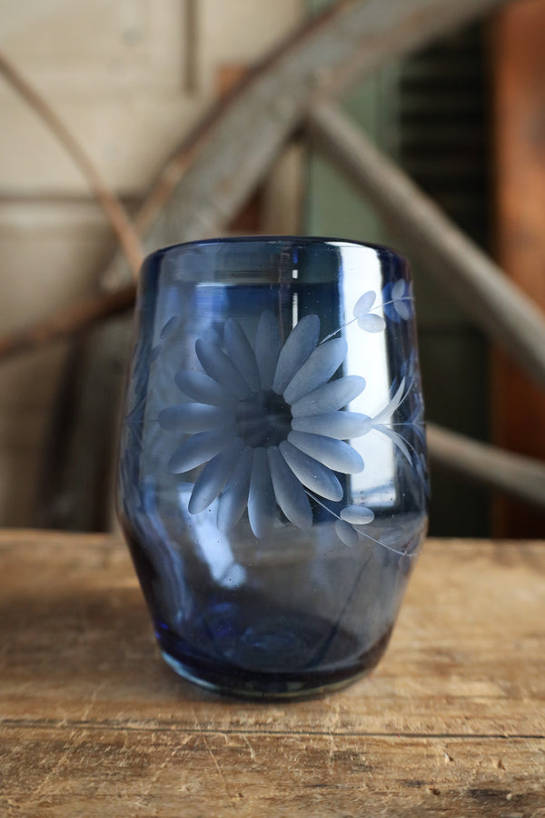 Rose Ann Hall Condessa Stemless Wine Glass- Dark Blue