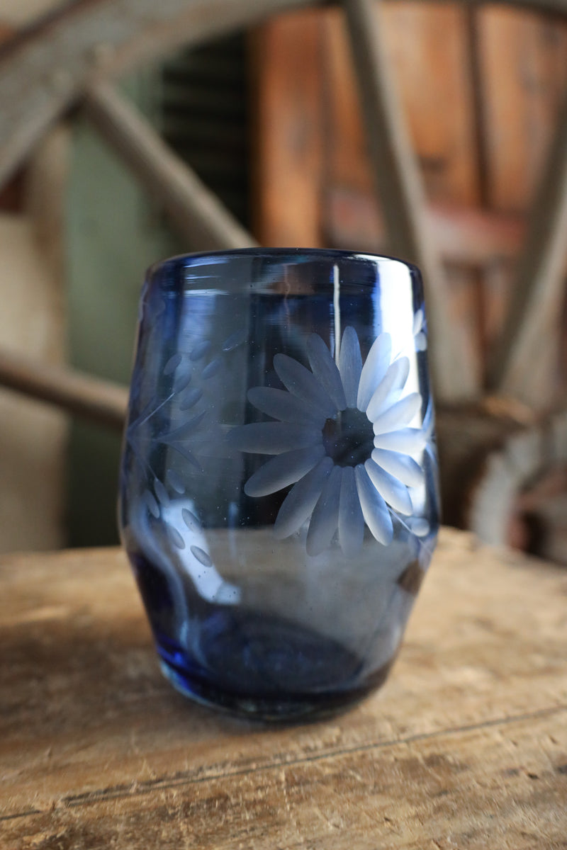Rose Ann Hall Condessa Stemless Wine Glass- Dark Blue