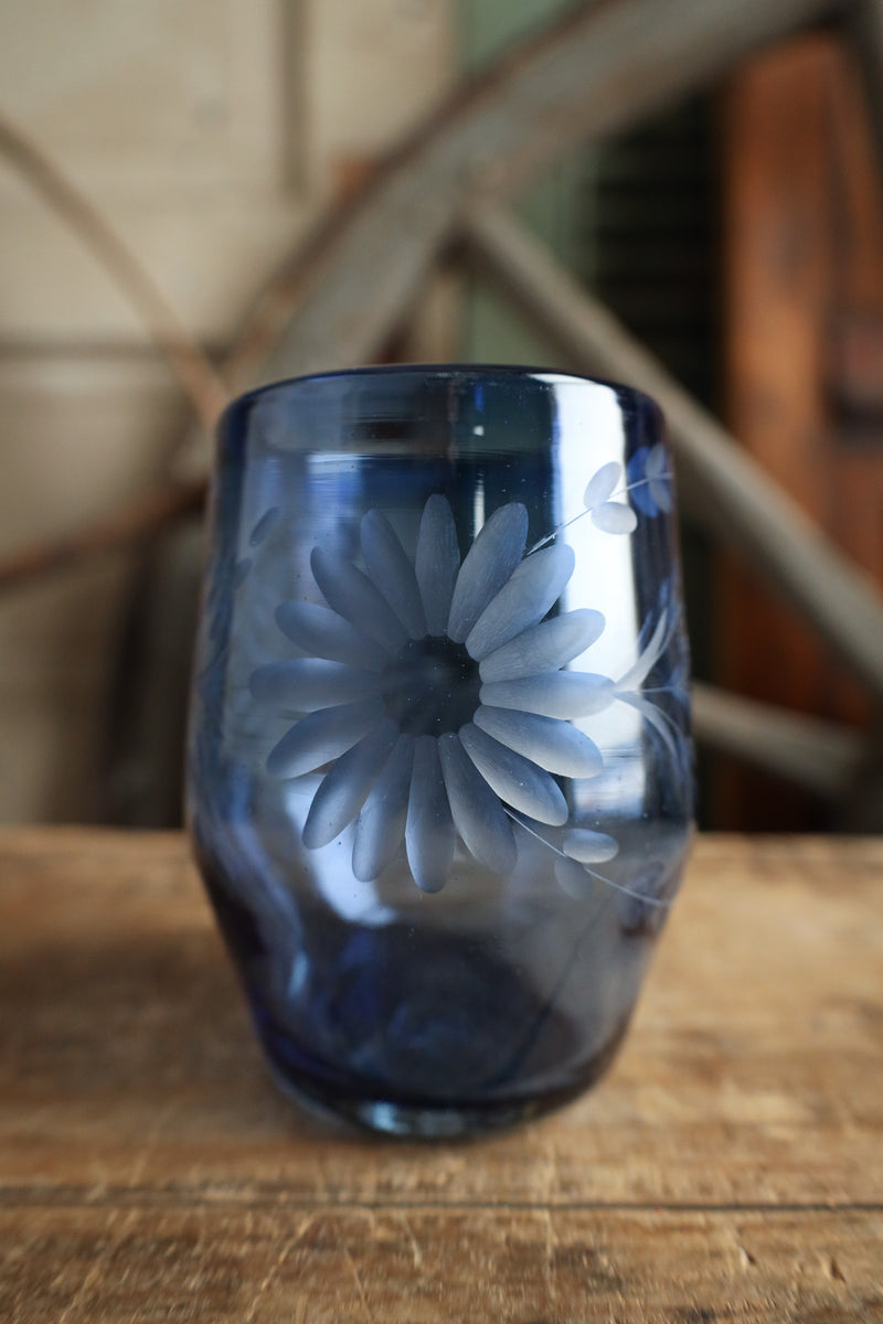 Rose Ann Hall Condessa Stemless Wine Glass- Dark Blue