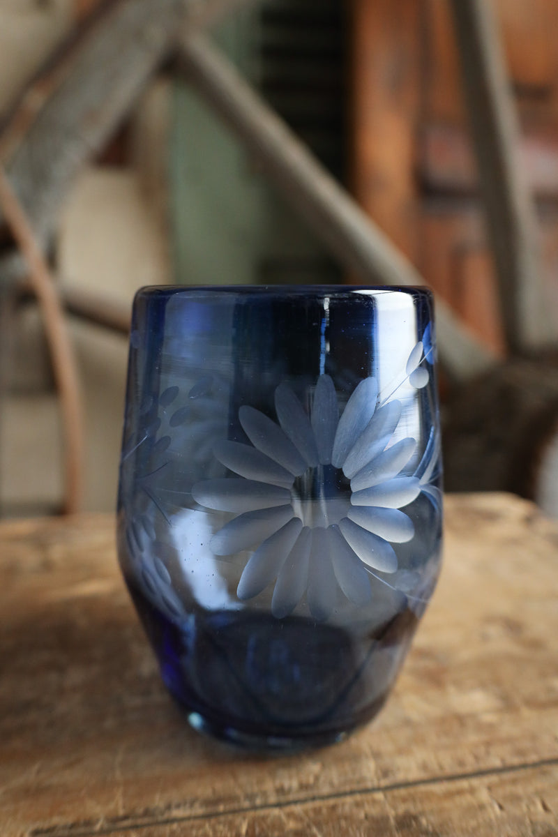 Rose Ann Hall Condessa Stemless Wine Glass- Dark Blue
