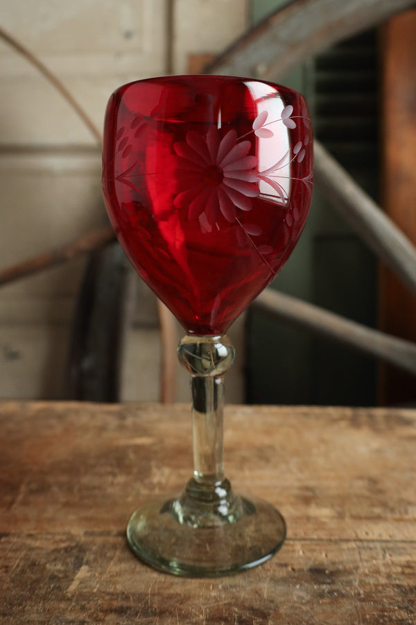 Rose Ann Hall Condessa Wine Glass- Red
