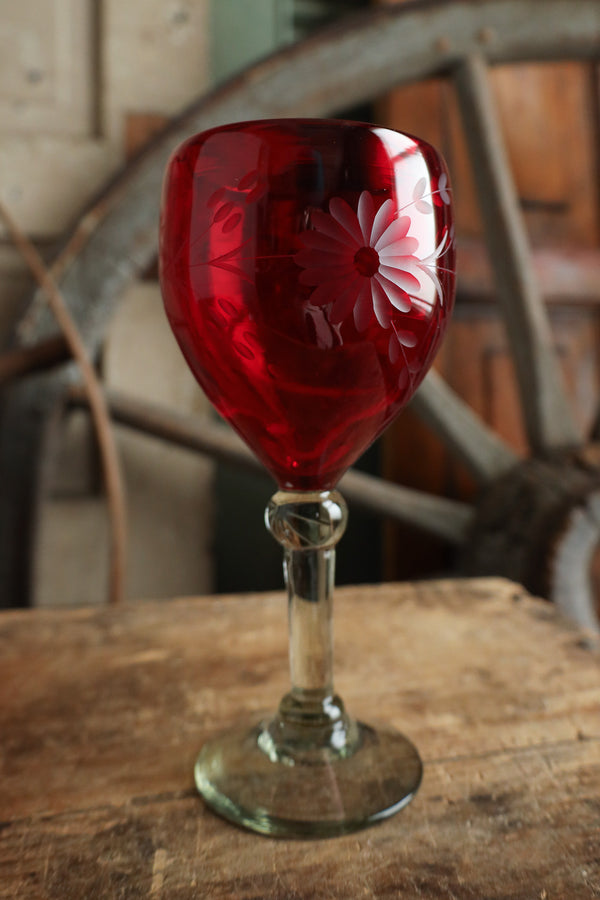 Rose Ann Hall Condessa Wine Glass- Red