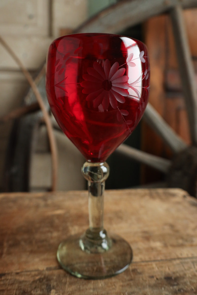 Rose Ann Hall Condessa Wine Glass- Red