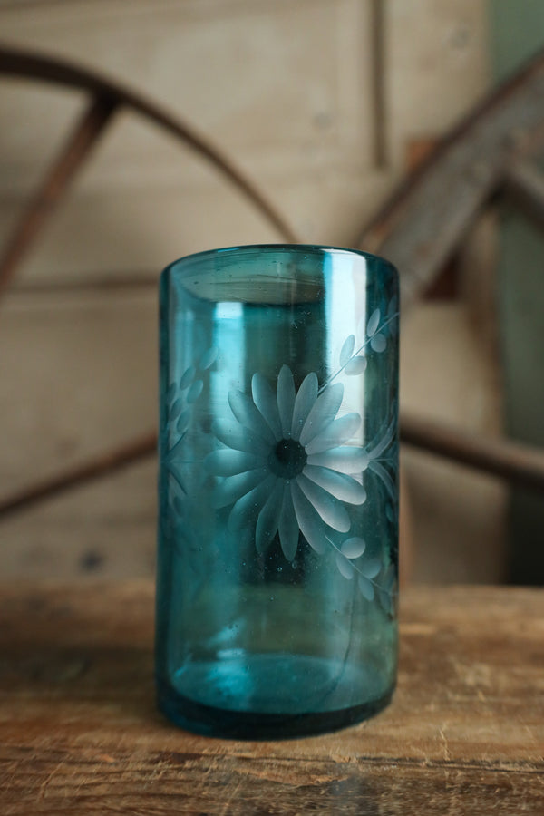 Rose Ann Hall Condessa Juice Glass- Aqua