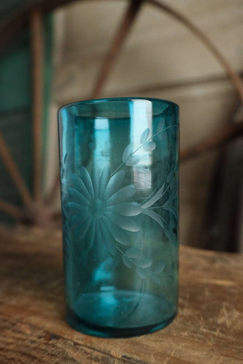 Rose Ann Hall Condessa Juice Glass- Aqua