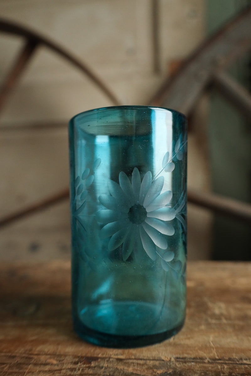 Rose Ann Hall Condessa Juice Glass- Aqua