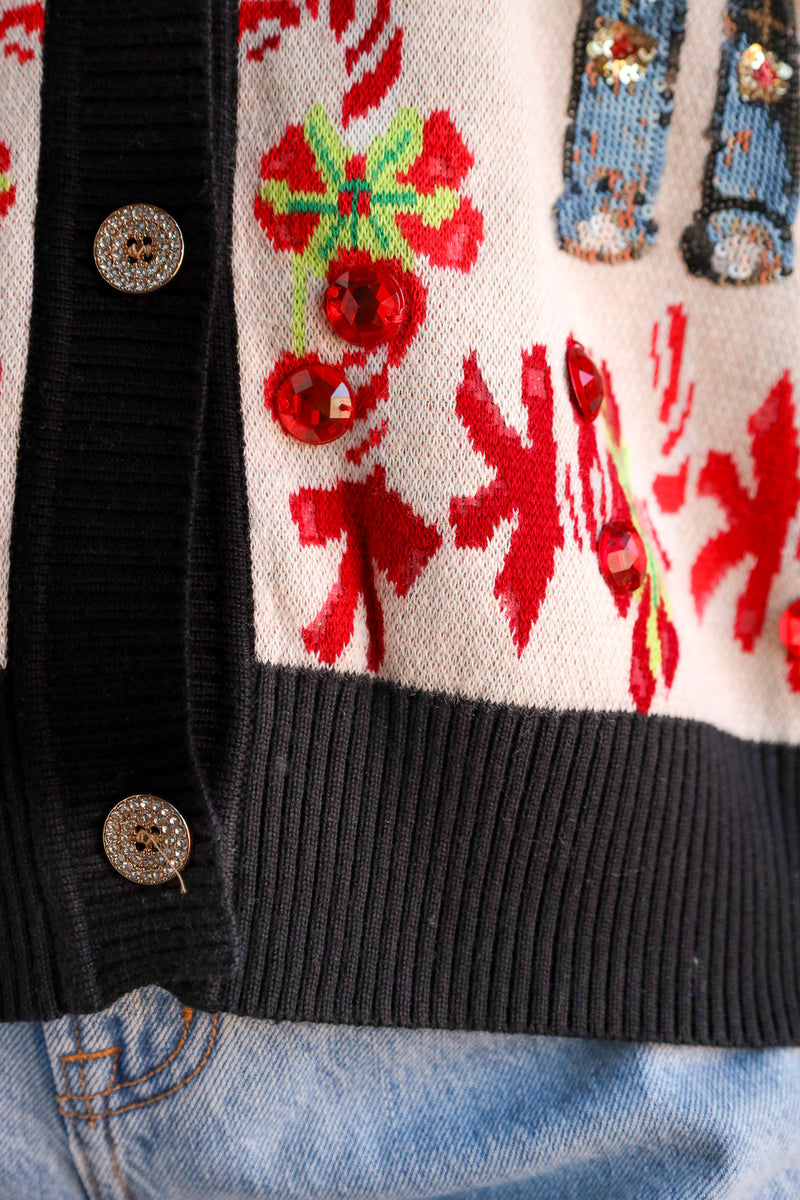 Queen Of Sparkles Black Trim Collar Nutcracker & Candy Cane Button Up Cardigan