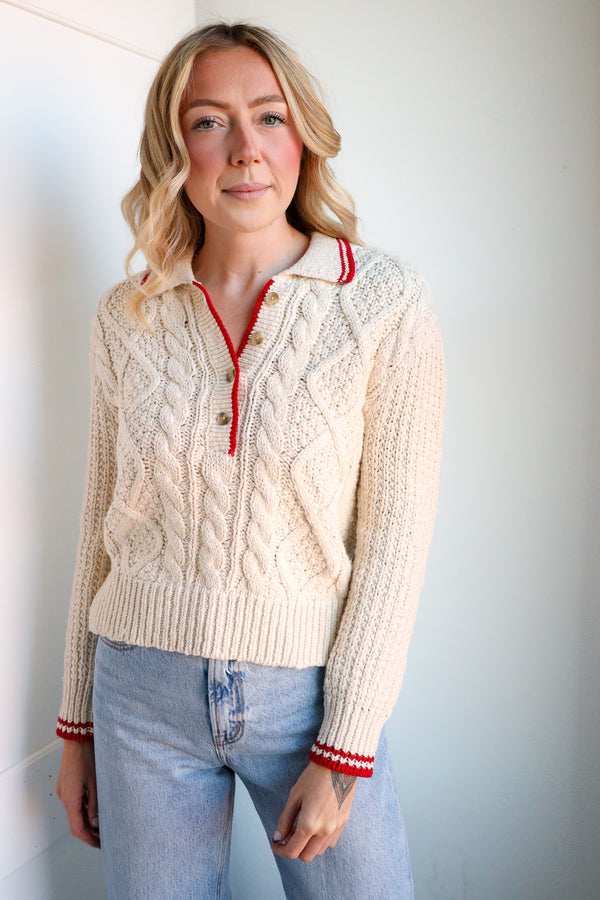 Dylan Charlotte Cable Button Sweater 