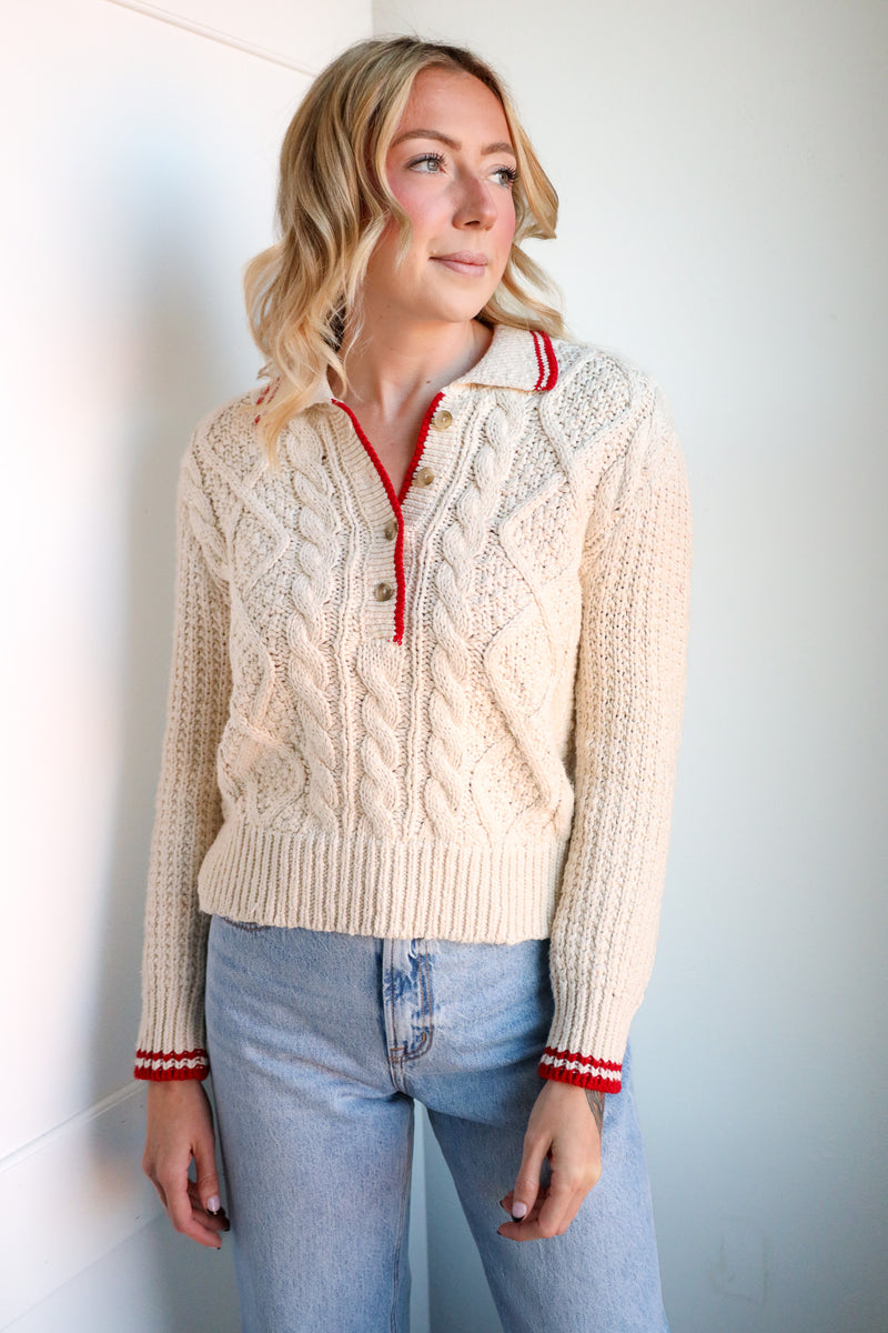 Dylan Charlotte Cable Button Sweater 
