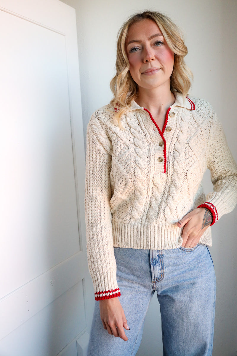 Dylan Charlotte Cable Button Sweater 
