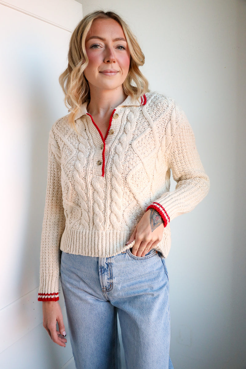 Dylan Charlotte Cable Button Sweater 