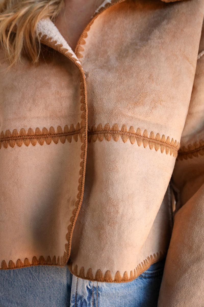 Dylan Casey Stitch Suede and Sherpa Reversible Jacket 