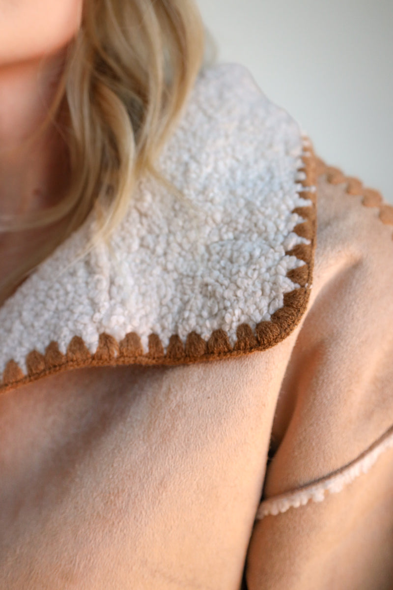 Dylan Casey Stitch Suede and Sherpa Reversible Jacket 