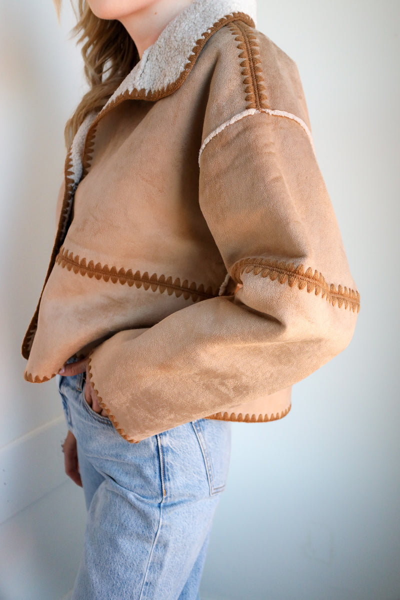 Dylan Casey Stitch Suede and Sherpa Reversible Jacket 