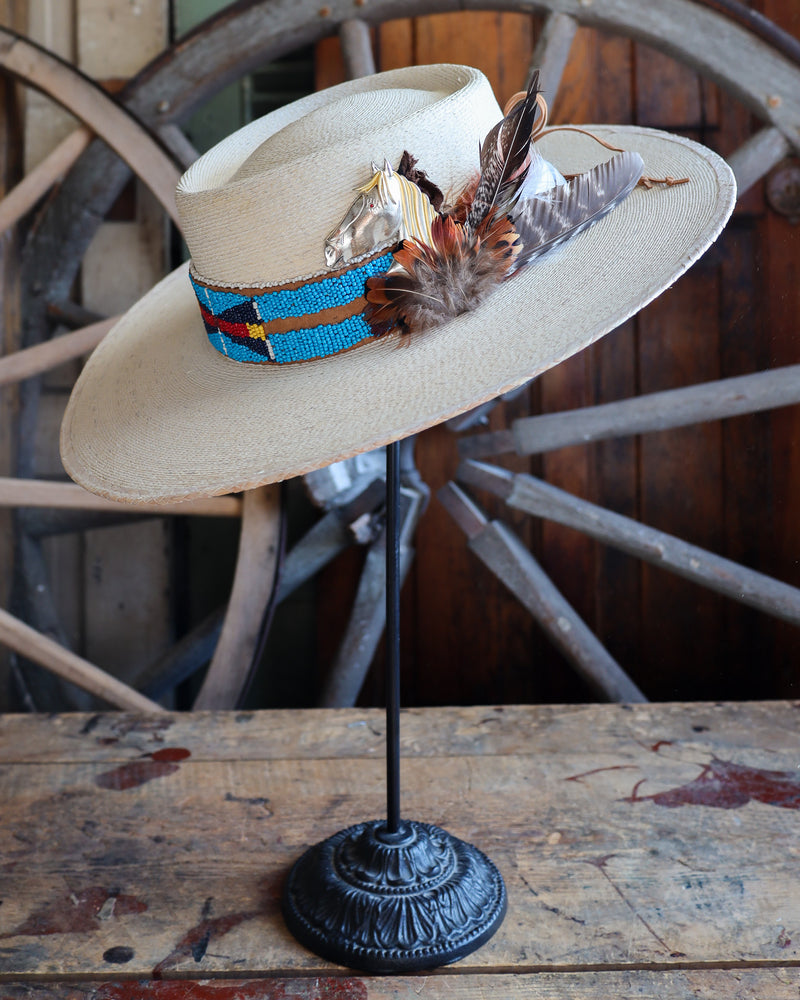 Donna Marie Gaucho Wide Beaded Hatband With Horse Head Charm Hat 