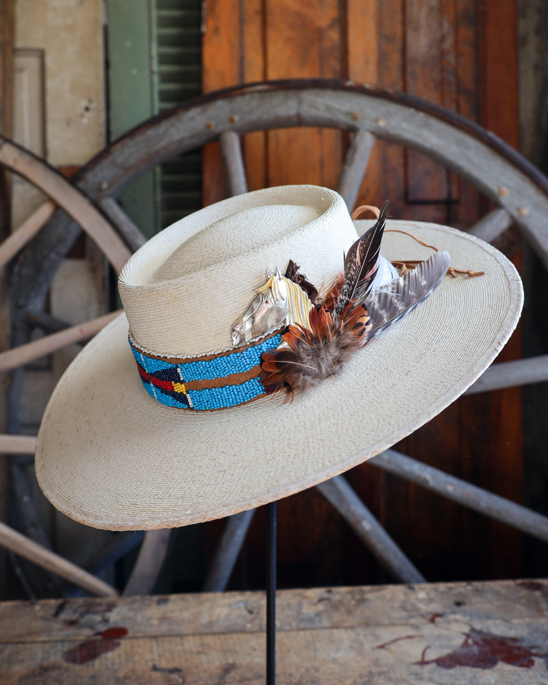 Donna Marie Gaucho Wide Beaded Hatband With Horse Head Charm Hat 