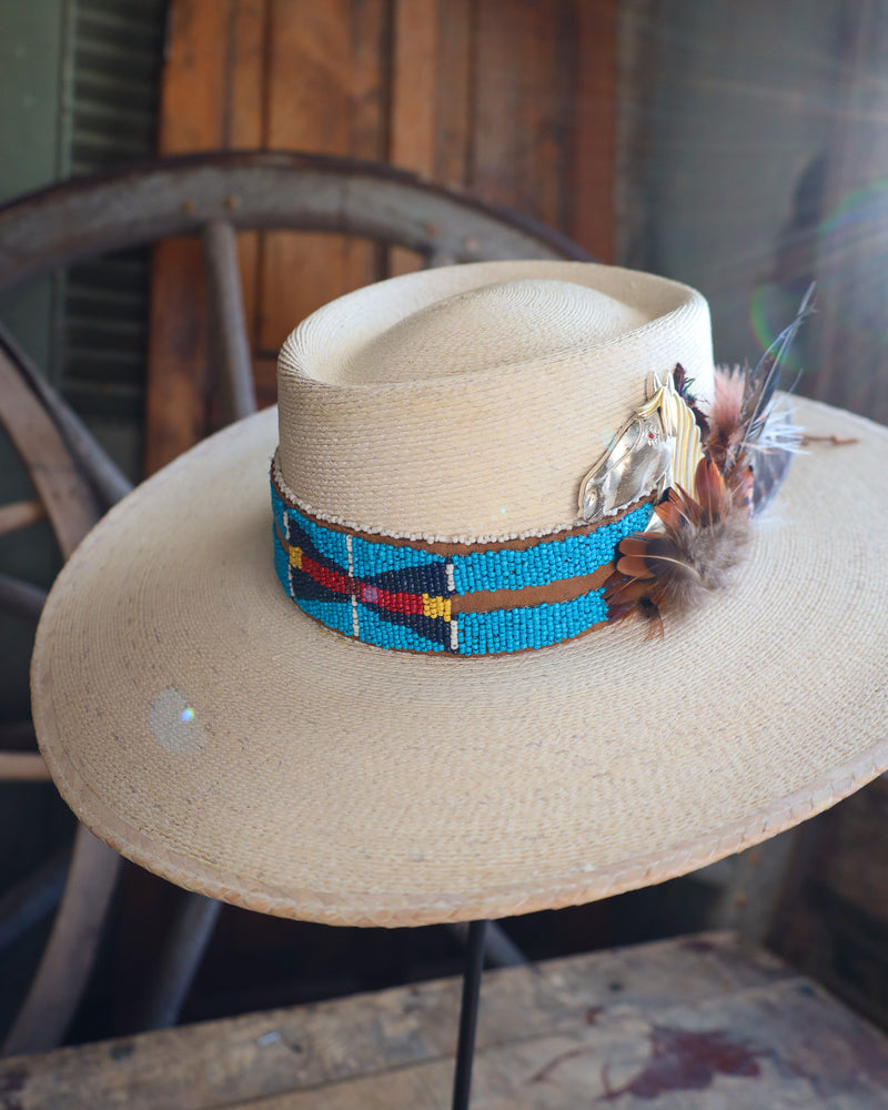 Donna Marie Gaucho Wide Beaded Hatband With Horse Head Charm Hat 