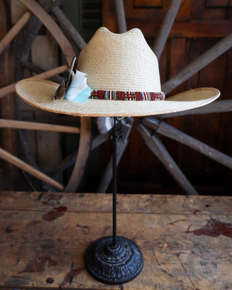 Donna Marie Cattleman Beaded Band Feathers Cowboy Hat 