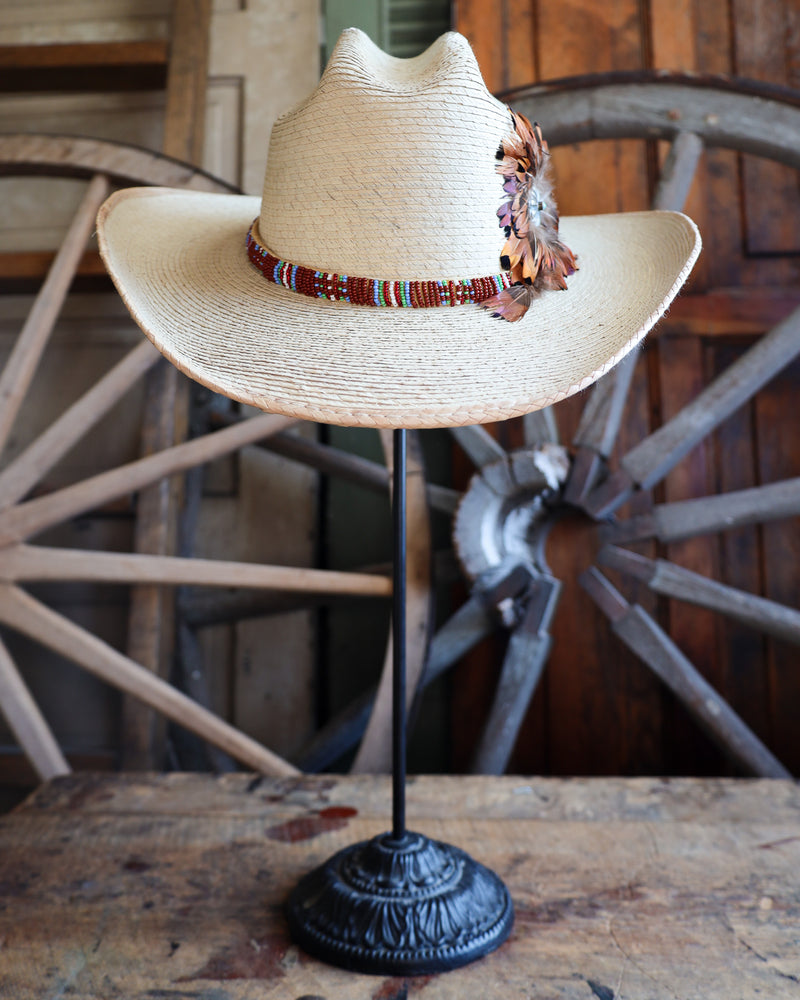 Donna Marie Cattleman Beaded Band Feathers Cowboy Hat 