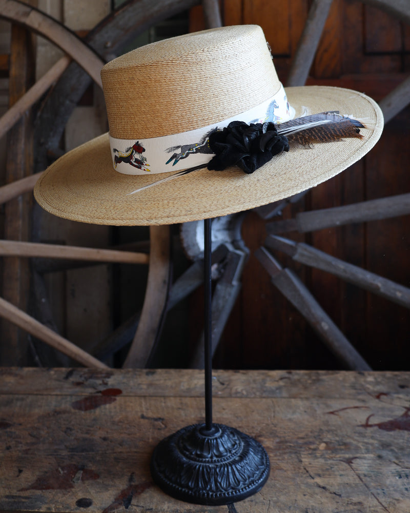 Donna Marie Gaucho Hand Painted Band With Feathers Hat