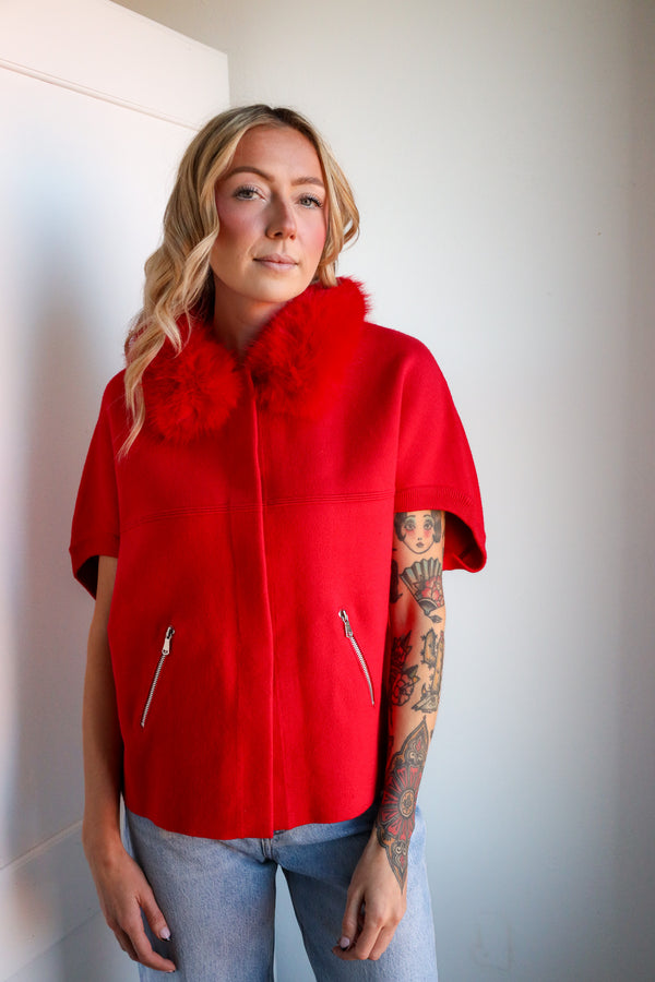 Dolce Cabo Fur Trimmed Cocoon Cardigan