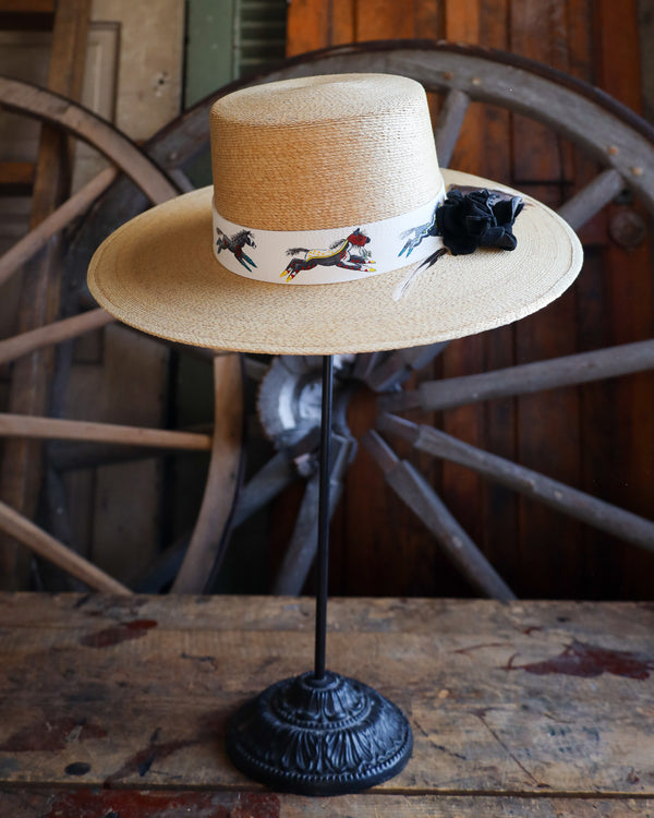 Donna Marie Gaucho Hand Painted Band With Feathers Hat