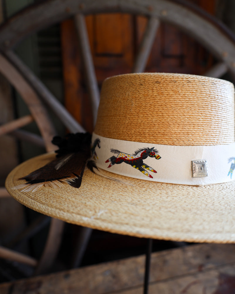 Donna Marie Gaucho Hand Painted Band With Feathers Hat