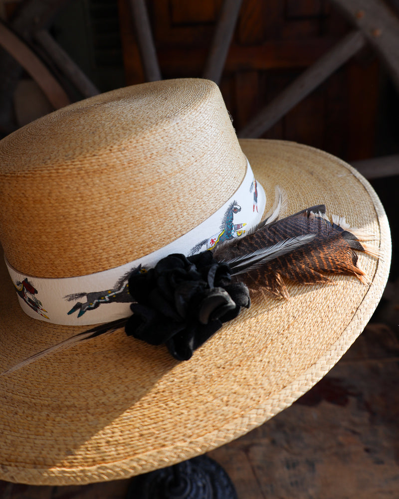 Donna Marie Gaucho Hand Painted Band With Feathers Hat