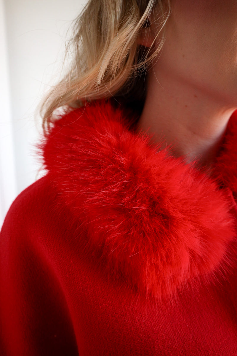 Dolce Cabo Fur Trimmed Cocoon Cardigan