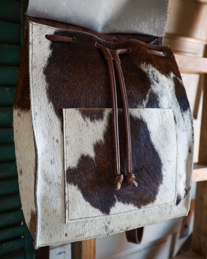 TWO BAR WEST HAIR ON HIDE BROWN AND WHITE BACKPACK