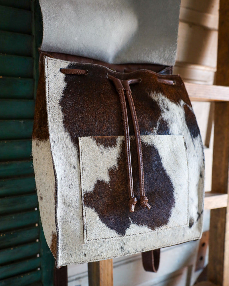 TWO BAR WEST HAIR ON HIDE BROWN AND WHITE BACKPACK