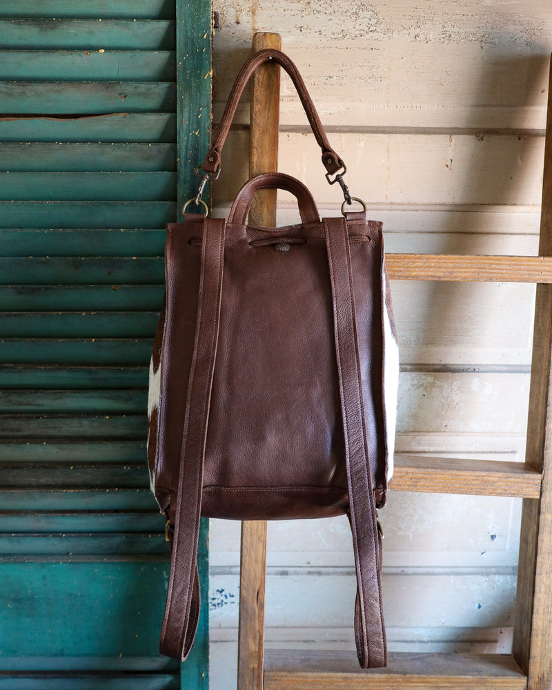 TWO BAR WEST HAIR ON HIDE BROWN AND WHITE BACKPACK