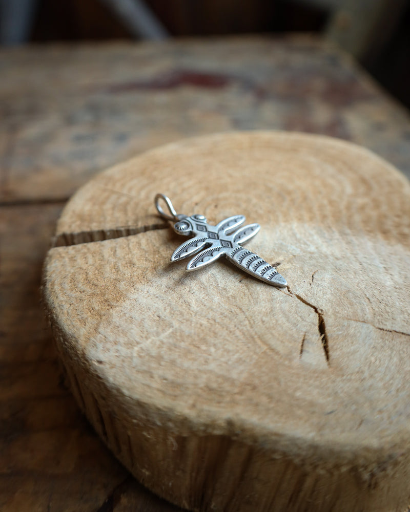 Peyote Bird Sterling Silver Dragonfly Pendant