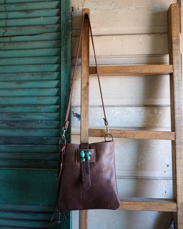 Two Bar West Small 4 Stones Kansas Handbag- Brown