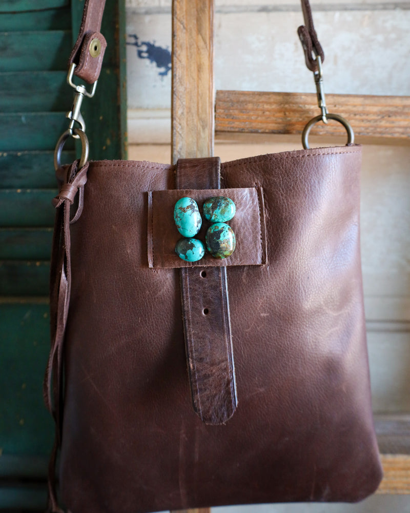 Two Bar West Small 4 Stones Kansas Handbag- Brown