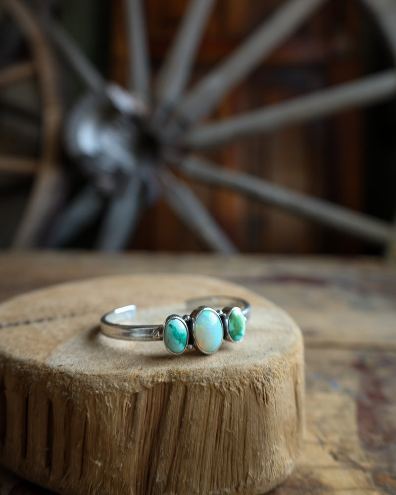 Peyote Bird 1 Opal 2 Turquoise Ovals Cuff