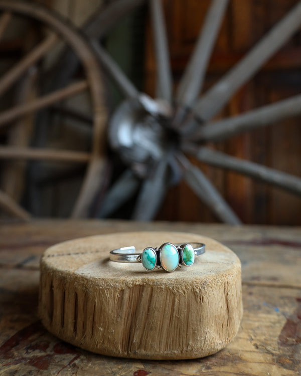 Peyote Bird 1 Opal 2 Turquoise Ovals Cuff